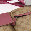 GUCCI GG Canvas Sherry Line Waist bag Beige Silver pink 28566 Auth 175298-15