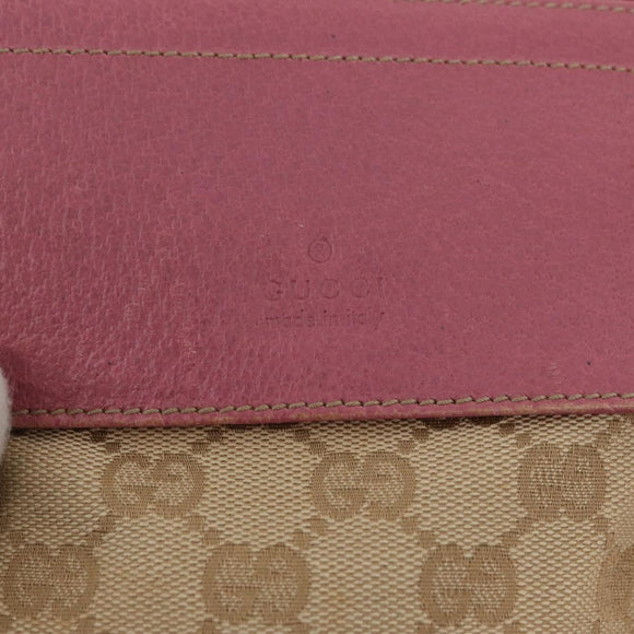 GUCCI GG Canvas Sherry Line Waist bag Beige Silver pink 28566 Auth 175298