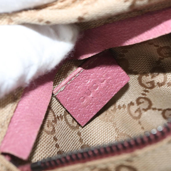 GUCCI GG Canvas Sherry Line Waist bag Beige Silver pink 28566 Auth 175298