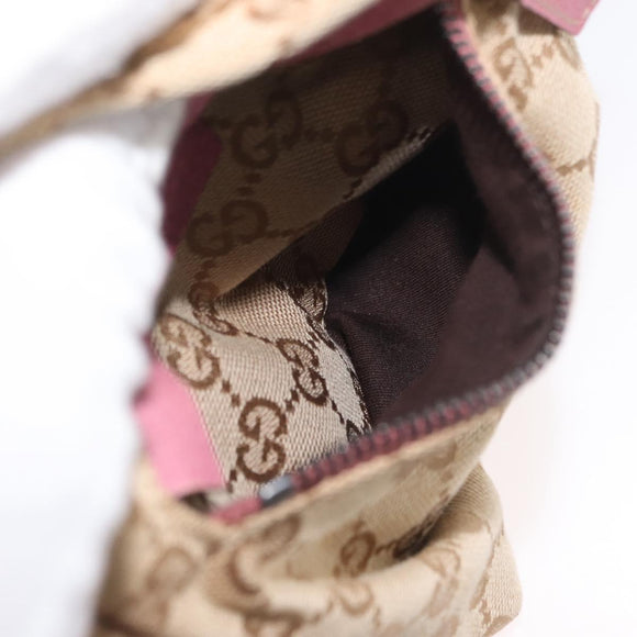 GUCCI GG Canvas Sherry Line Waist bag Beige Silver pink 28566 Auth 175298