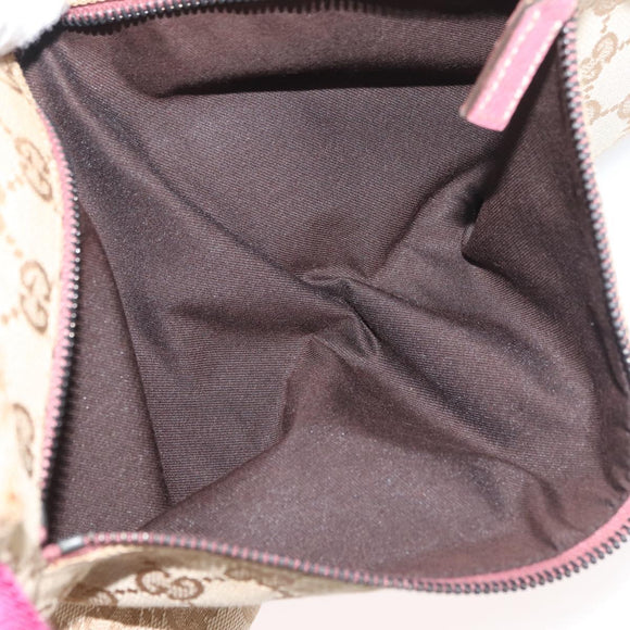 GUCCI GG Canvas Sherry Line Waist bag Beige Silver pink 28566 Auth 175298
