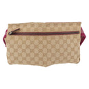 GUCCI GG Canvas Sherry Line Waist bag Beige Silver pink 28566 Auth 175298-3