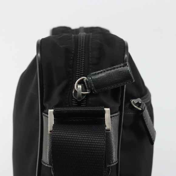 PRADA Shoulder Bag Nylon Black Silver Auth 175300