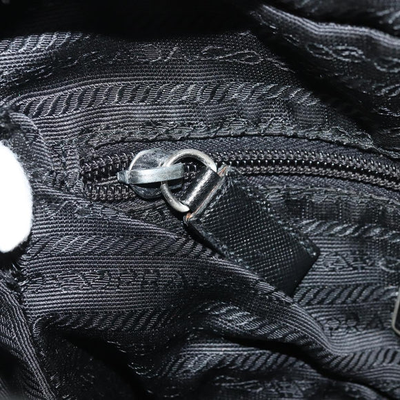 PRADA Shoulder Bag Nylon Black Silver Auth 175300