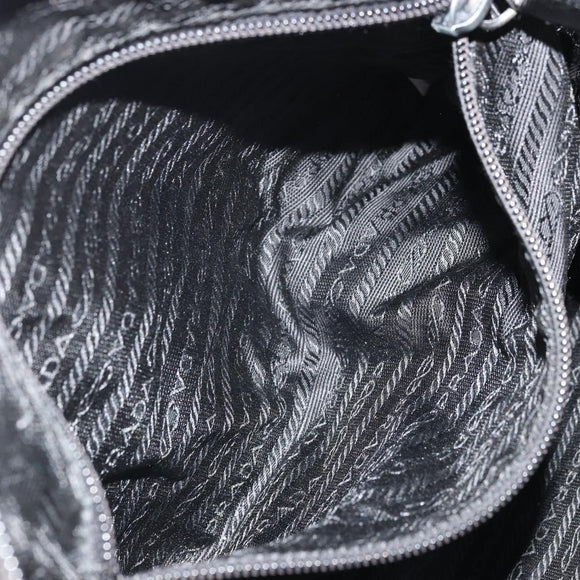 PRADA Shoulder Bag Nylon Black Silver Auth 175300