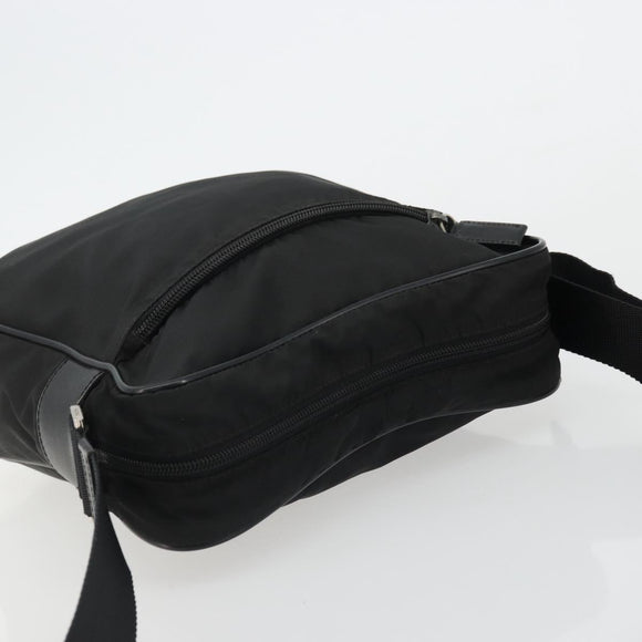 PRADA Shoulder Bag Nylon Black Silver Auth 175300