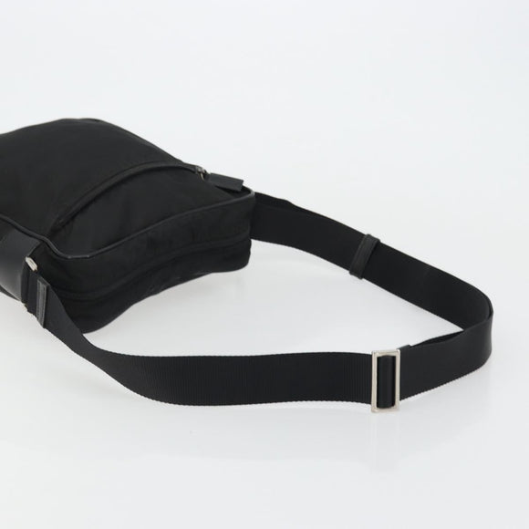 PRADA Shoulder Bag Nylon Black Silver Auth 175300