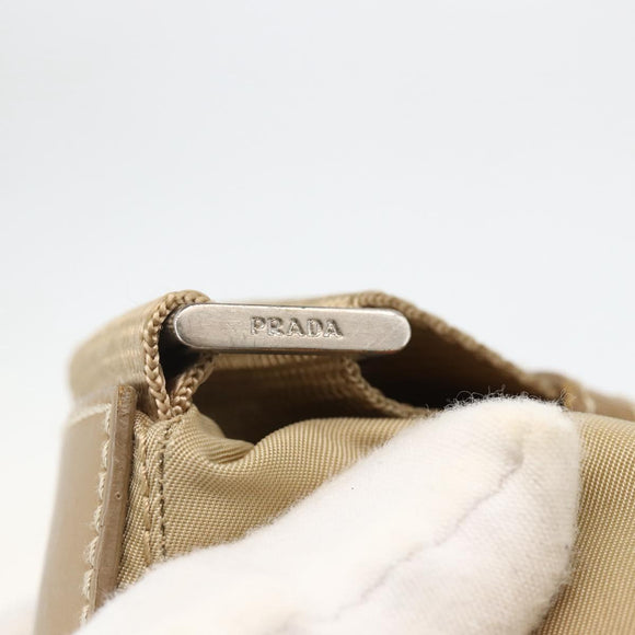 PRADA Shoulder Bag Nylon Beige Silver Auth 175301