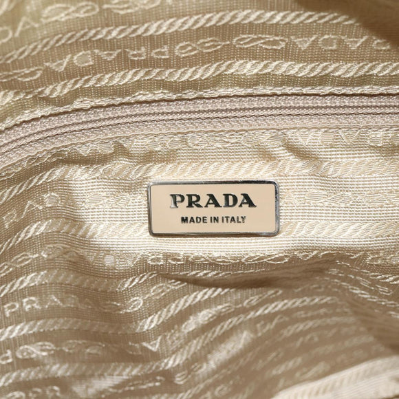 PRADA Shoulder Bag Nylon Beige Silver Auth 175301
