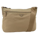PRADA Shoulder Bag Nylon Beige Silver Auth 175301-1
