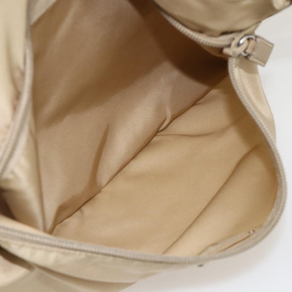 PRADA Shoulder Bag Nylon Beige Silver Auth 175301
