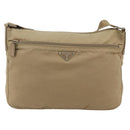 PRADA Shoulder Bag Nylon Beige Silver Auth 175301-13