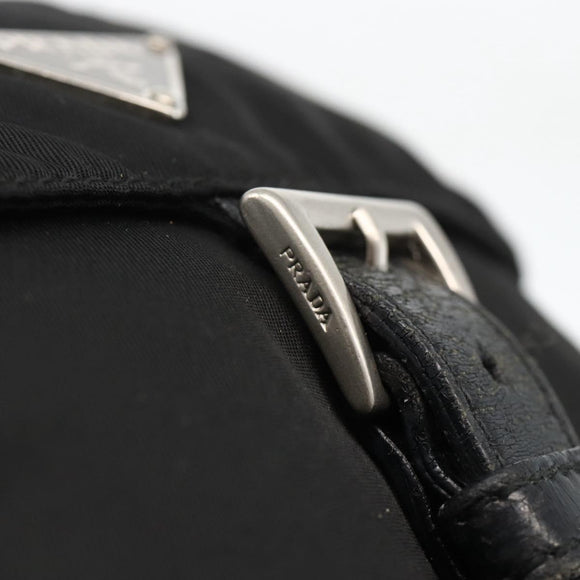 PRADA Shoulder Bag Nylon Black Silver Auth 175302