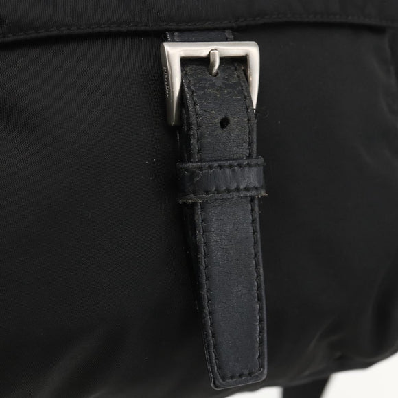 PRADA Shoulder Bag Nylon Black Silver Auth 175302
