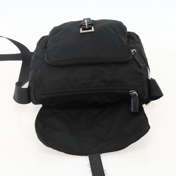 PRADA Shoulder Bag Nylon Black Silver Auth 175302