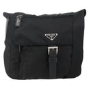 PRADA Shoulder Bag Nylon Black Silver Auth 175302-1