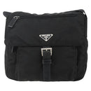 PRADA Shoulder Bag Nylon Black Silver Auth 175302-13