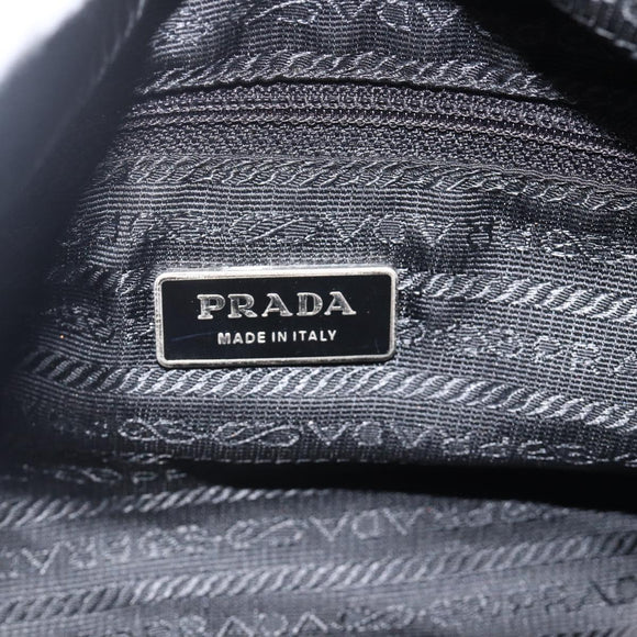 PRADA Shoulder Bag Nylon Black Silver Auth 175302