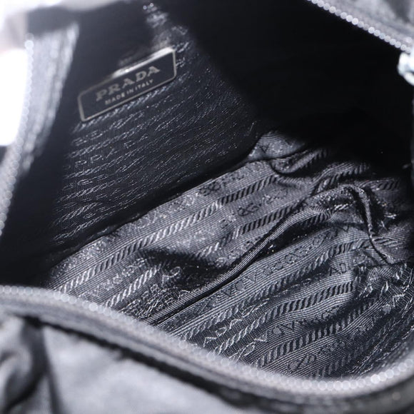 PRADA Shoulder Bag Nylon Black Silver Auth 175302
