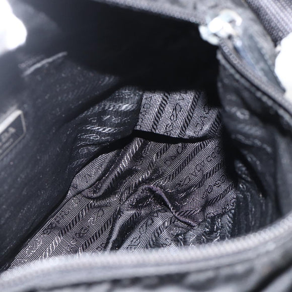 PRADA Shoulder Bag Nylon Black Silver Auth 175302
