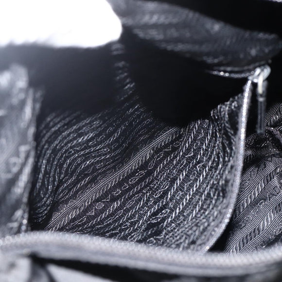 PRADA Shoulder Bag Nylon Black Silver Auth 175302