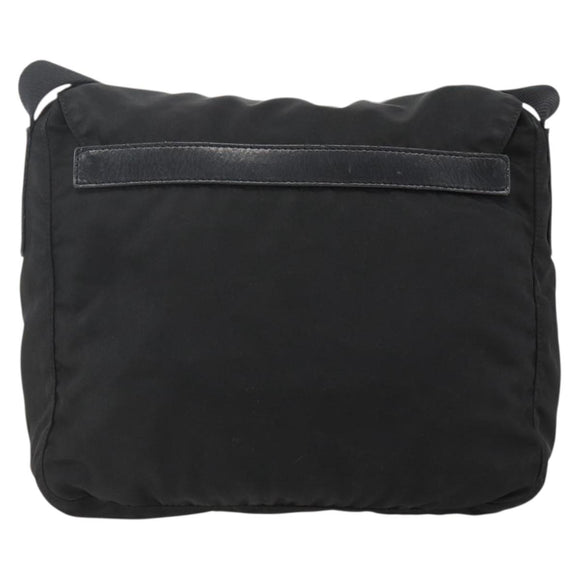 PRADA Shoulder Bag Nylon Black Silver Auth 175302