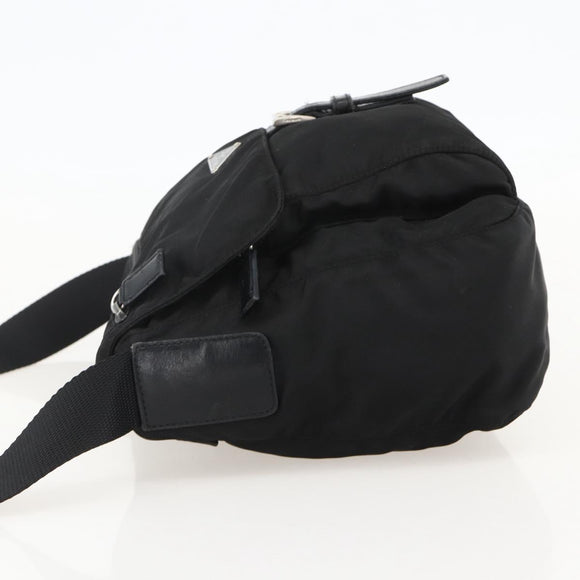 PRADA Shoulder Bag Nylon Black Silver Auth 175302