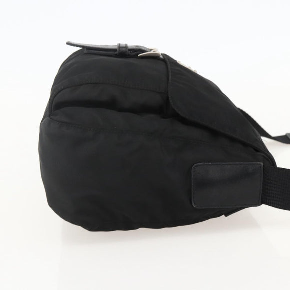 PRADA Shoulder Bag Nylon Black Silver Auth 175302