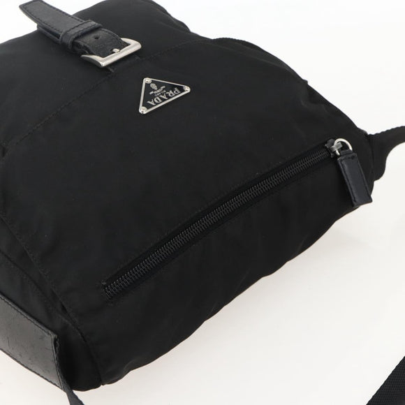 PRADA Shoulder Bag Nylon Black Silver Auth 175302