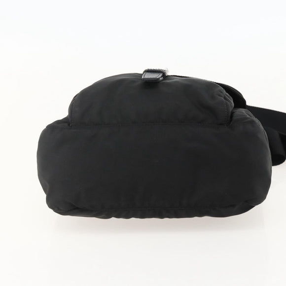 PRADA Shoulder Bag Nylon Black Silver Auth 175302