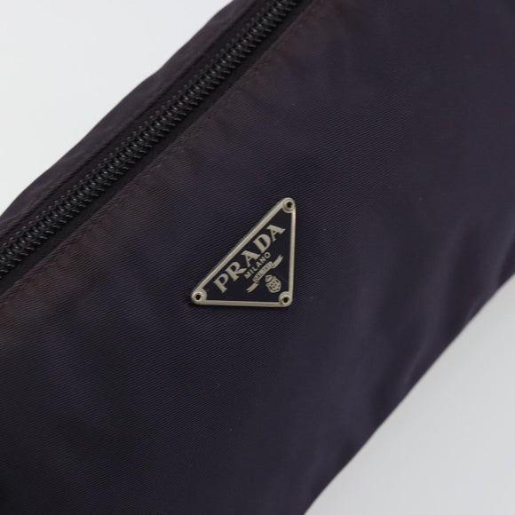 PRADA Pouch Hand Bag Nylon Purple Silver Auth 175303