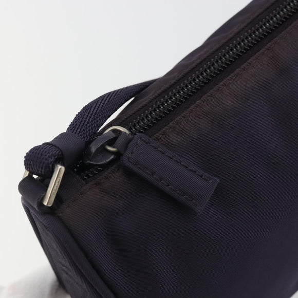 PRADA Pouch Hand Bag Nylon Purple Silver Auth 175303