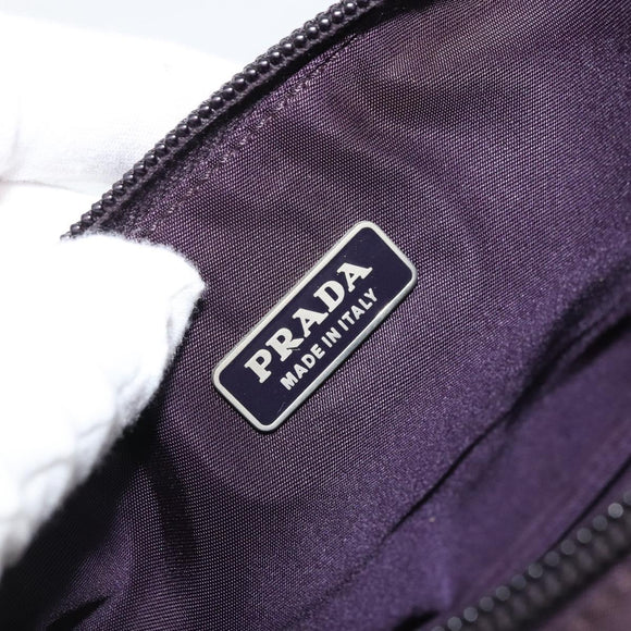 PRADA Pouch Hand Bag Nylon Purple Silver Auth 175303