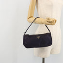 PRADA Pouch Hand Bag Nylon Purple Silver Auth 175303-21