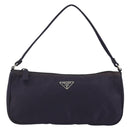 PRADA Pouch Hand Bag Nylon Purple Silver Auth 175303-13