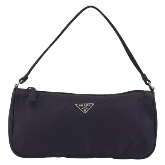 PRADA Pouch Hand Bag Nylon Purple Silver Auth 175303