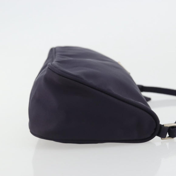 PRADA Pouch Hand Bag Nylon Purple Silver Auth 175303