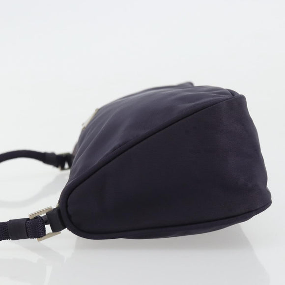 PRADA Pouch Hand Bag Nylon Purple Silver Auth 175303