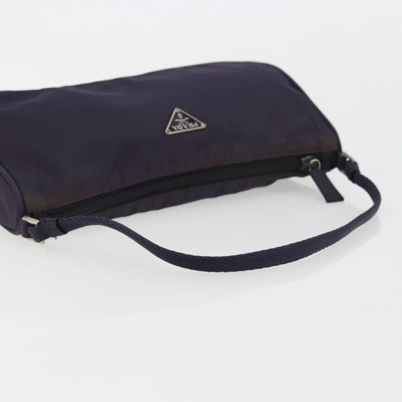 PRADA Pouch Hand Bag Nylon Purple Silver Auth 175303