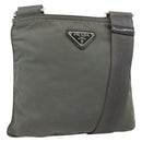 PRADA Shoulder Bag Nylon Gray Silver Auth 175304-1