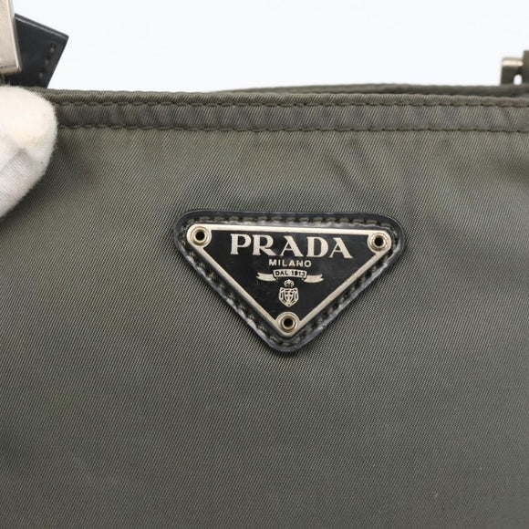 PRADA Shoulder Bag Nylon Gray Silver Auth 175304