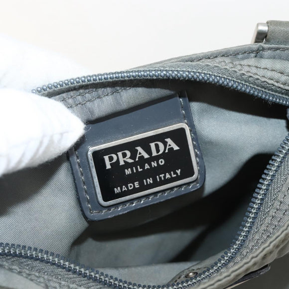 PRADA Shoulder Bag Nylon Gray Silver Auth 175304