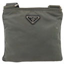 PRADA Shoulder Bag Nylon Gray Silver Auth 175304-13