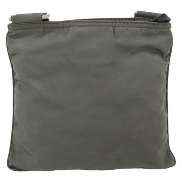 PRADA Shoulder Bag Nylon Gray Silver Auth 175304