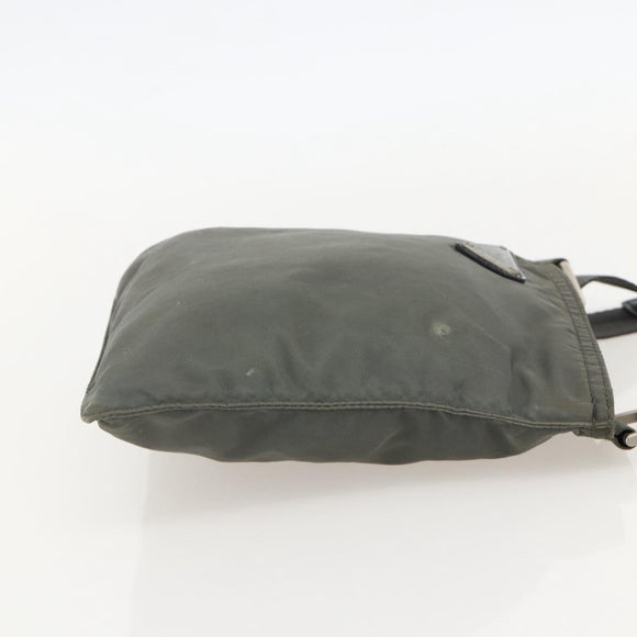 PRADA Shoulder Bag Nylon Gray Silver Auth 175304