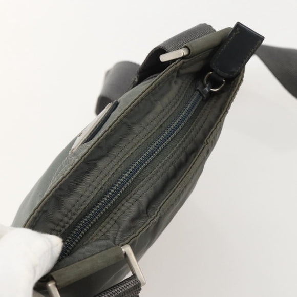 PRADA Shoulder Bag Nylon Gray Silver Auth 175304