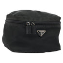 PRADA Vanity Pouch Nylon Black Silver Auth 175305-1