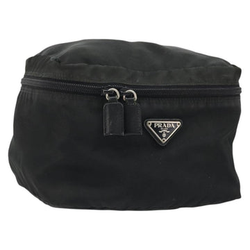 PRADA Vanity Pouch Nylon Black Silver Auth 175305