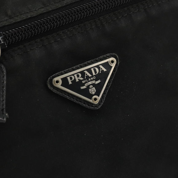PRADA Vanity Pouch Nylon Black Silver Auth 175305
