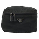 PRADA Vanity Pouch Nylon Black Silver Auth 175305-13